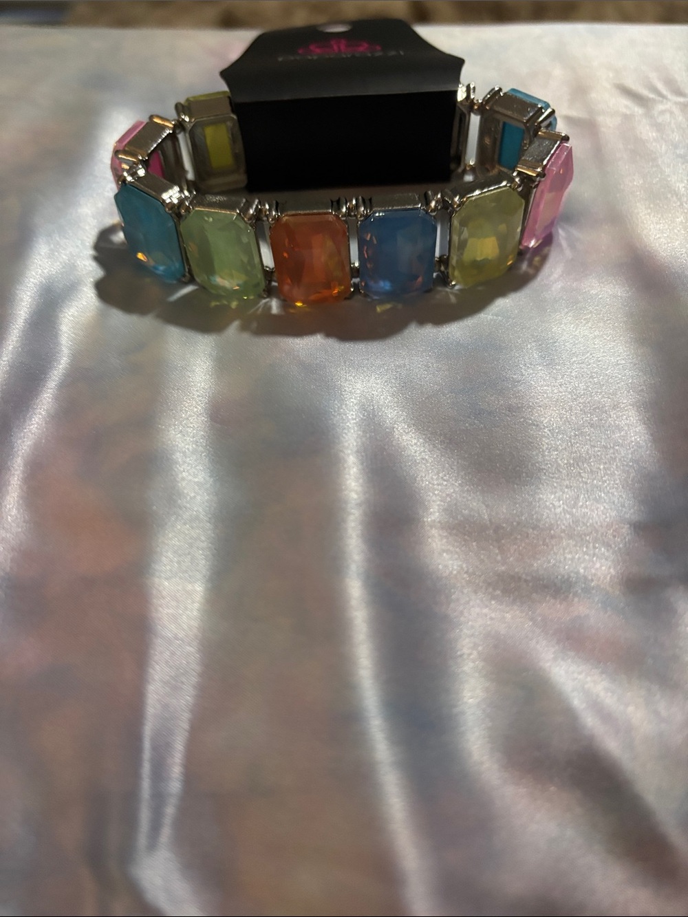 paparazzi Pastel Multi-Gem Stretch Bracelet - Pink, Blue, Green, Orange, Yellow